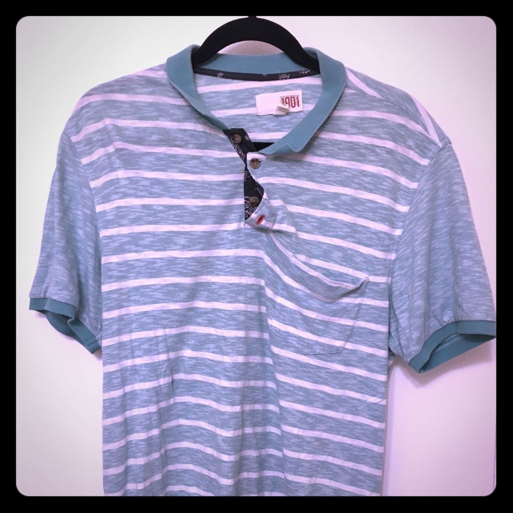 1901 green stripped polo size large